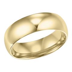Low Dome Comfort Fit Plain Wedding Band in 14K Yellow Gold, Size 10