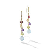 Paradise Diamond and Mixed Gemstones Dangle Earrings in 18K Yellow Gold