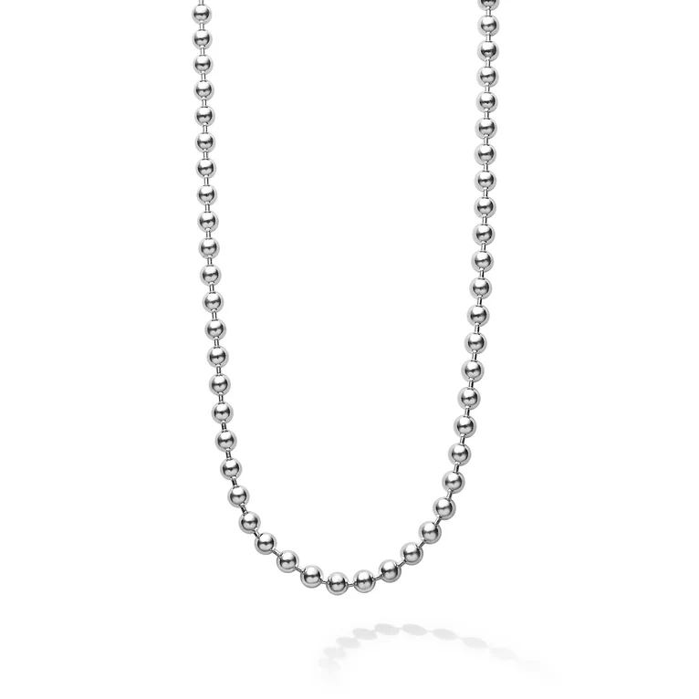 Signature Caviar 2.5mm Necklace in Sterling Silver, 16-18in