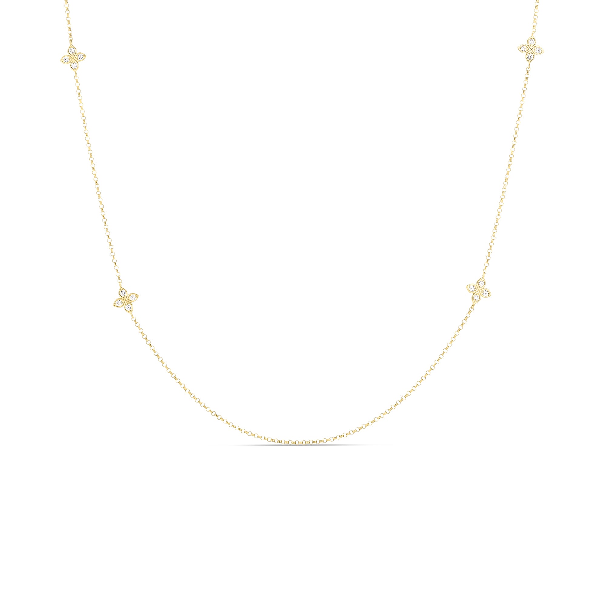 Love by the Yard Diamond 10 Station Necklace in 18K Yellow Gold, 36in