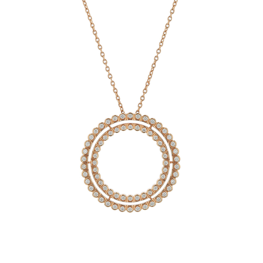 Diamond Double Circle Pendant in 18K Rose Gold, 18in