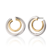 Galaxy Double Hoop Earrings in Sterling Silver and 18K Yellow Gold
