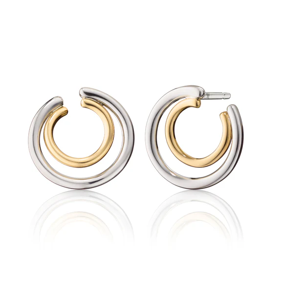 Galaxy Double Hoop Earrings in Sterling Silver and 18K Yellow Gold