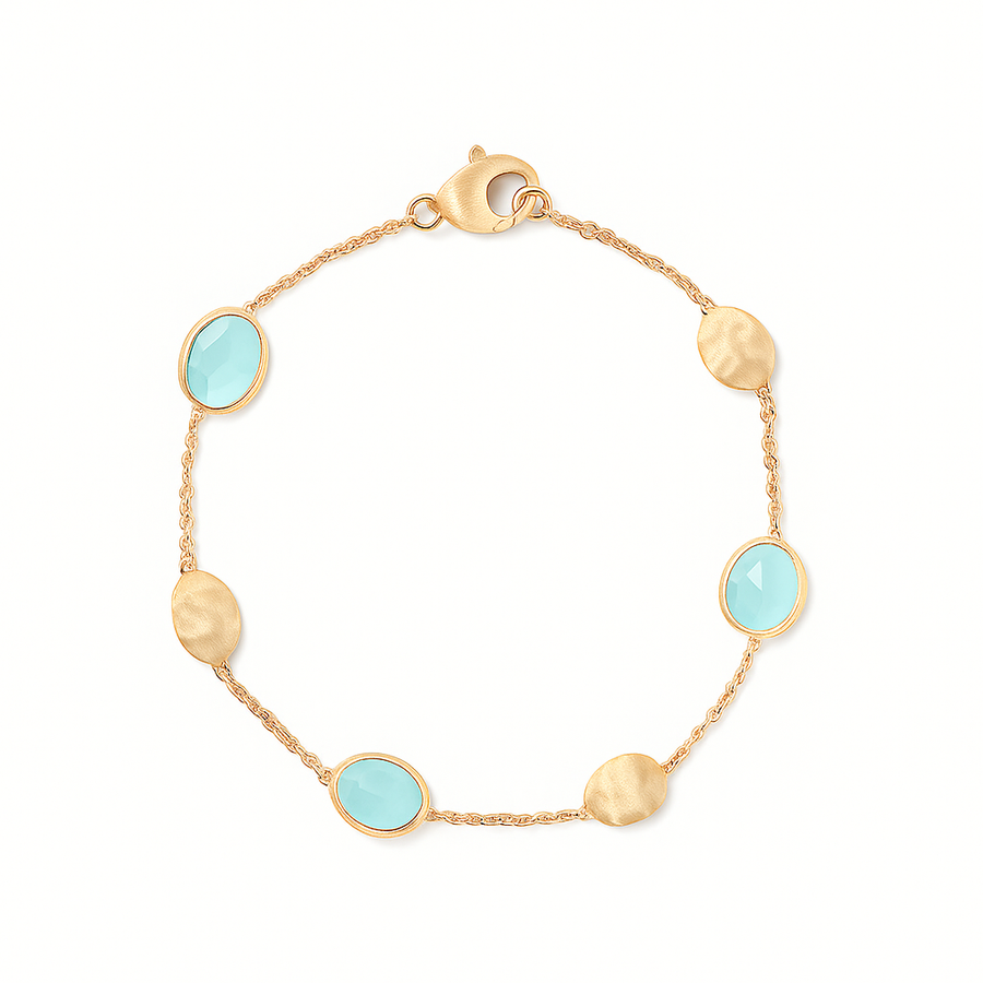 Siviglia Aquamarine Bracelet in 18K Yellow Gold, 7"