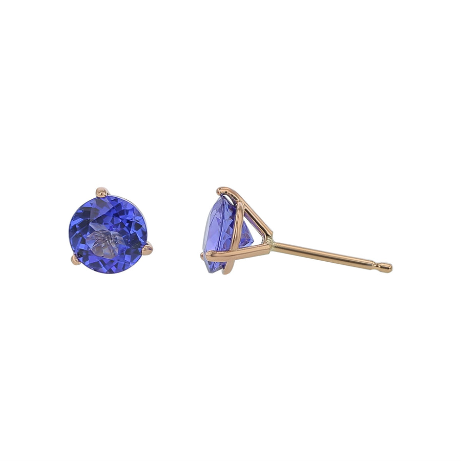 1.76ct Tanzanite Round Stud Earrings in 18K Rose Gold