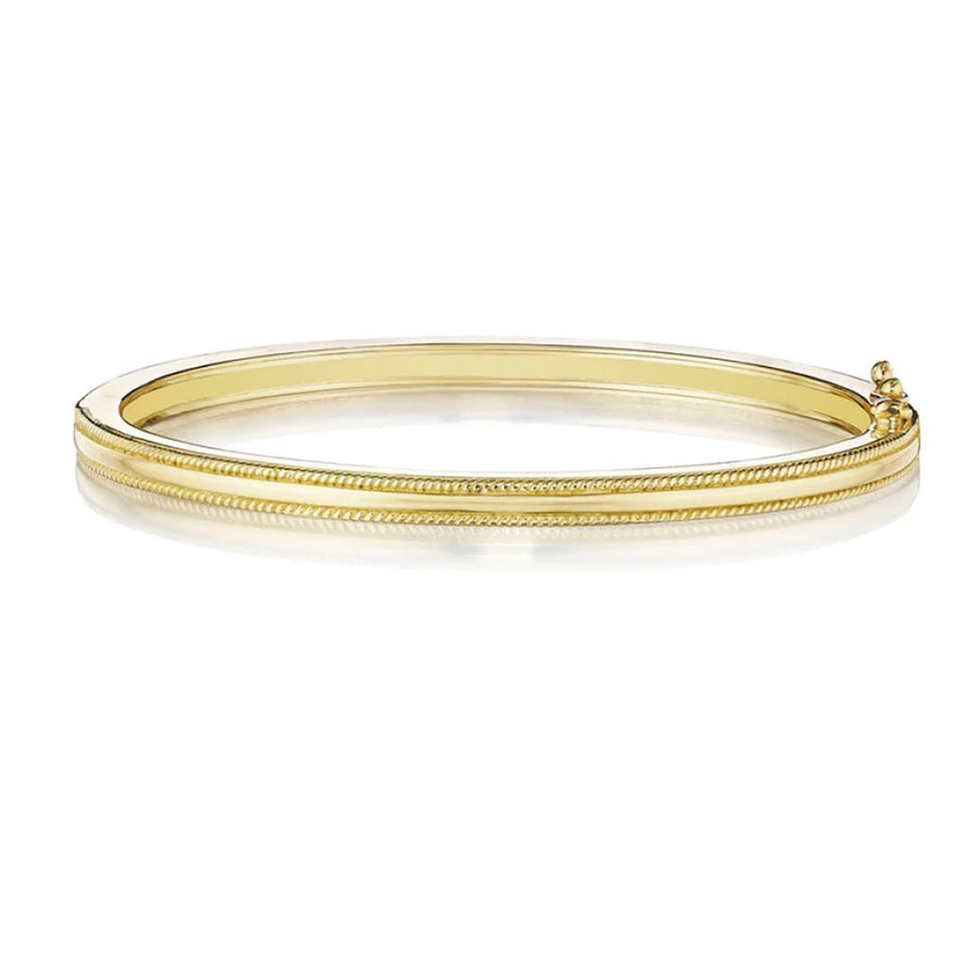 Twist Edge Thin Bangle Bracelet in 18K Yellow Gold