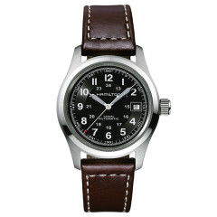 38mm Khaki Field Automatic Watch with Black Dial in Stainless Steel, Strap
