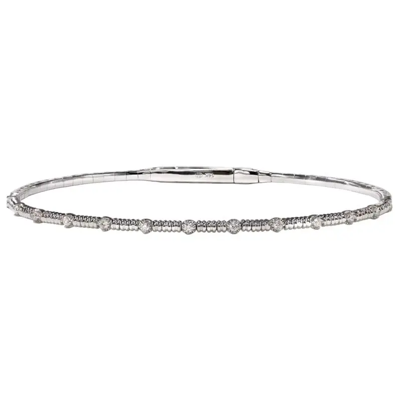 0.20ct Round Diamond Bangle Bracelet in 14K White Gold