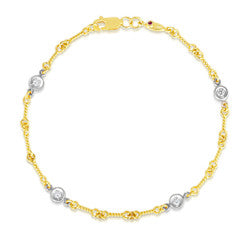 Diamonds by the Inch 0.15ct Diamond Dog Bone Link Bracelet in 18K Yellow and White Gold 7"