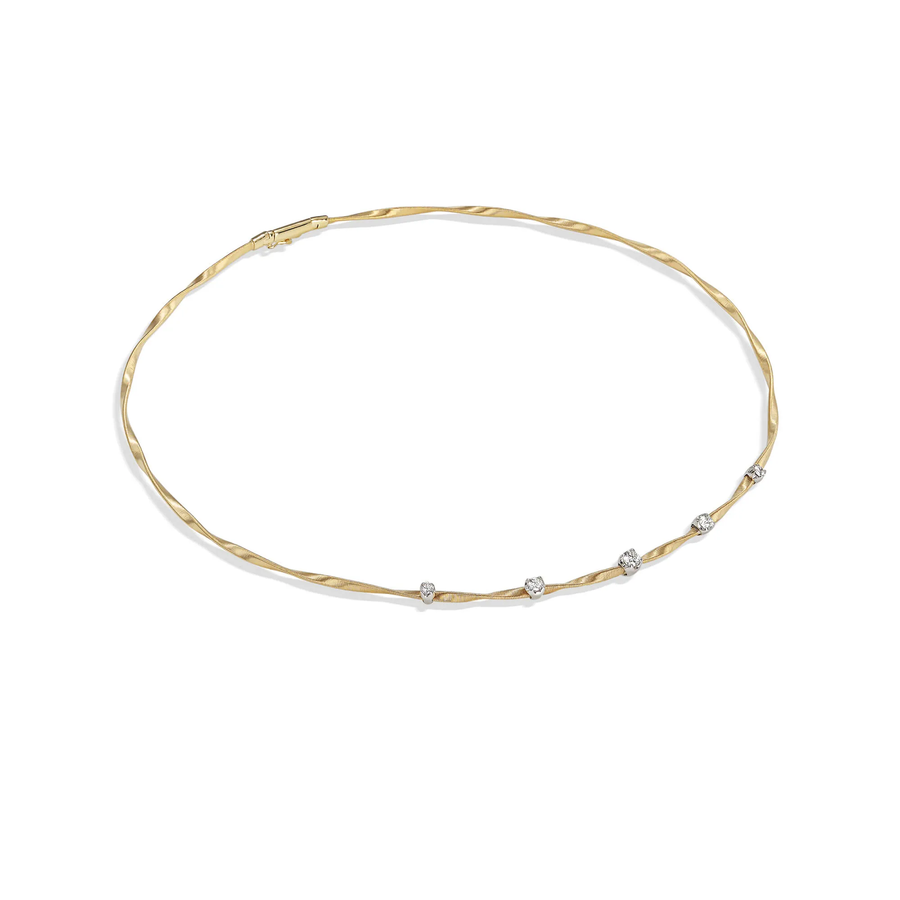 Marrakech 0.25ct Diamond Twisted Coil Necklace in 18K Yellow and White Gold, 16"