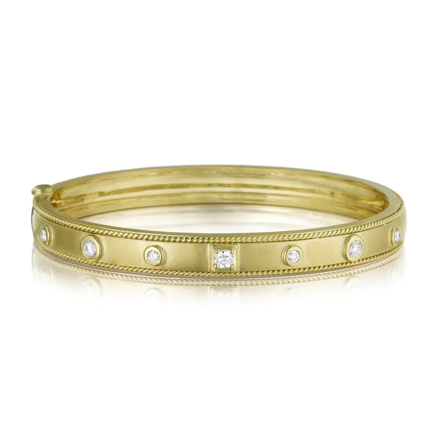 Amulet 0.38ct Diamond Stackable Bangle Bracelet in 18K Yellow Gold