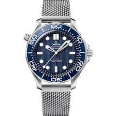 42mm Seamaster Diver 300M James Bond 60th Anniversary Watch with Blue Dial in Stainless Steel, Bracelet