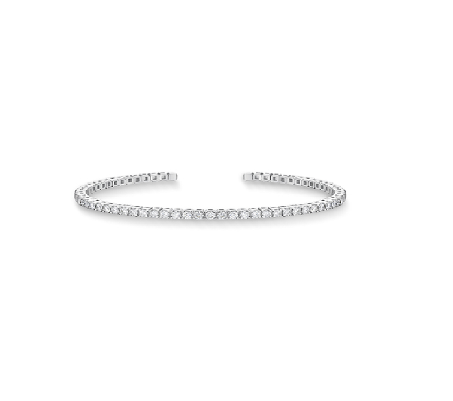 1.48-1.63ct Diamond Open Flex Bangle Bracelet in 18K White Gold