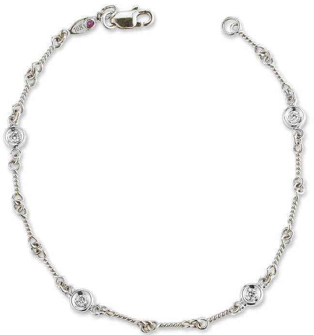 Diamonds by the Inch 0.16ct Diamond 4 Station Dog bone Bracelet in 18K White Gold, 7"