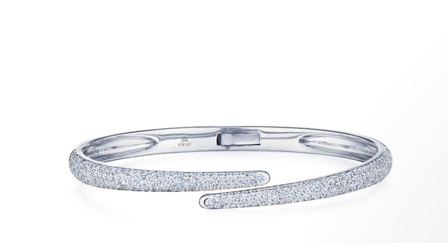 Cobblestone 2.02ct Diamond Crossover Bangle Bracelet in 18k White Gold