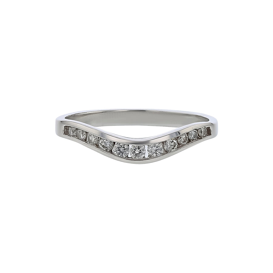 0.18ct Diamond Curved Band in 18K White Gold, size 6