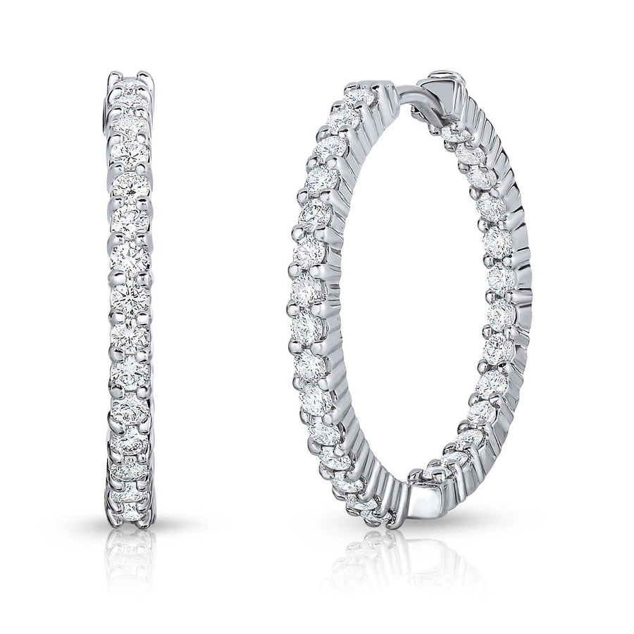 Perfect Diamond 1.53ct Diamond 25mm Small Hoop Earrings in 18K White Gold