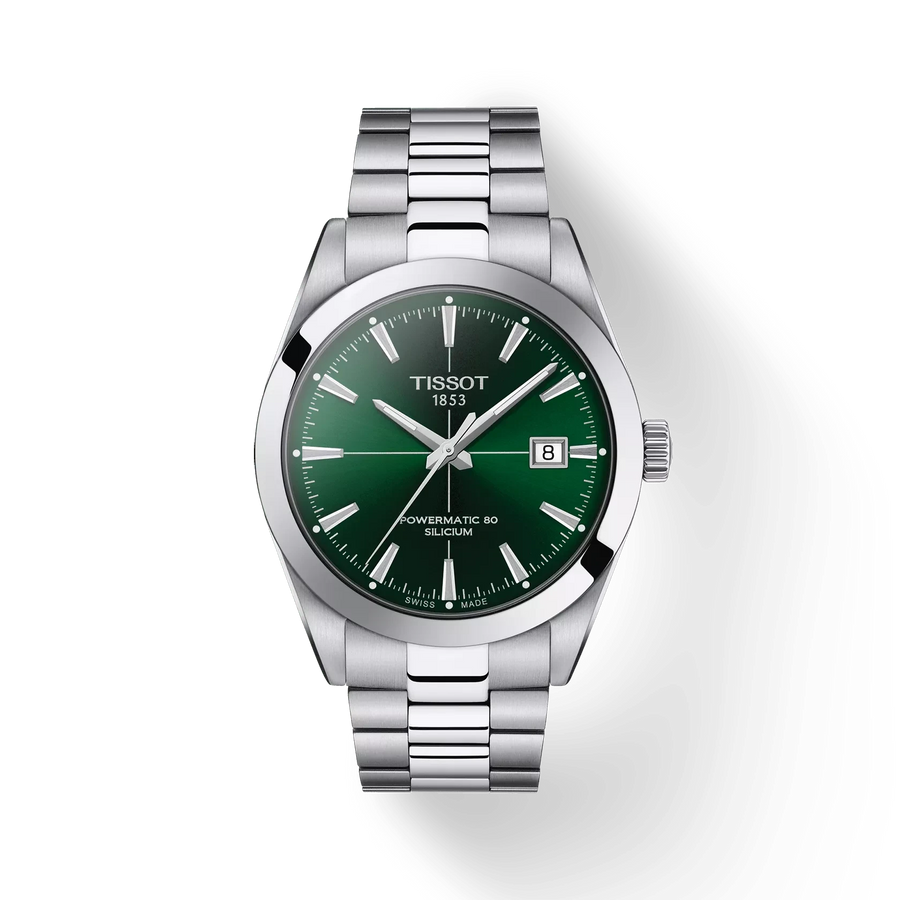 40mm Powermatic 80 Silicium Watch with Green Dial in Stainless Steel, Bracelet