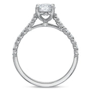 New Aire 0.26ct Diamond 4 Prong Solitaire Semi Mount Ring in 18K White Gold and Platinum with 1.00ct Round CZ Center, size 6