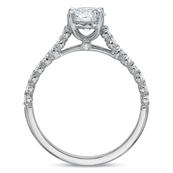 New Aire 0.26ct Diamond 4 Prong Solitaire Semi Mount Ring in 18K White Gold and Platinum with 1.00ct Round CZ Center, size 6