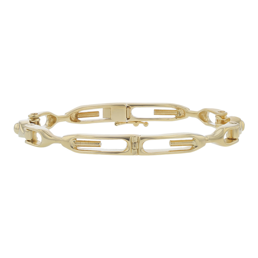 18K YELLOW GOLD SOLID STIRUP BANGLE BRACELET