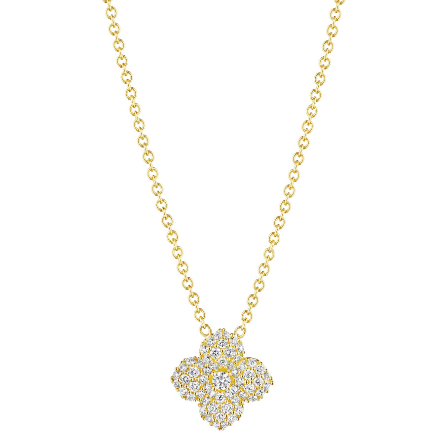 Petite Flower 0.26ct Diamond Necklace in 18K Yellow Gold, 18"