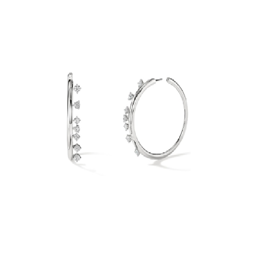 Barre Floating 1.40-1.50ct Diamond  Hoop Earrings in 18K White Gold
