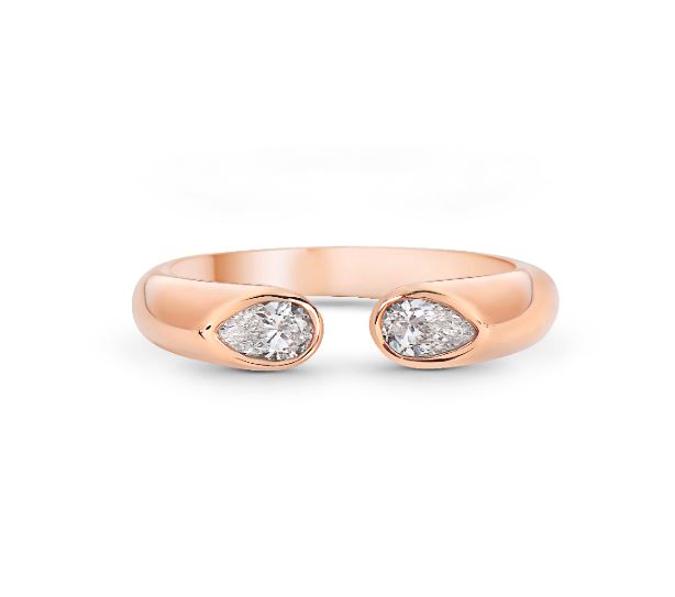 Reflection 0.37ct Pear Shape Diamond Open Ring in 18K Rose Gold, size 6.5