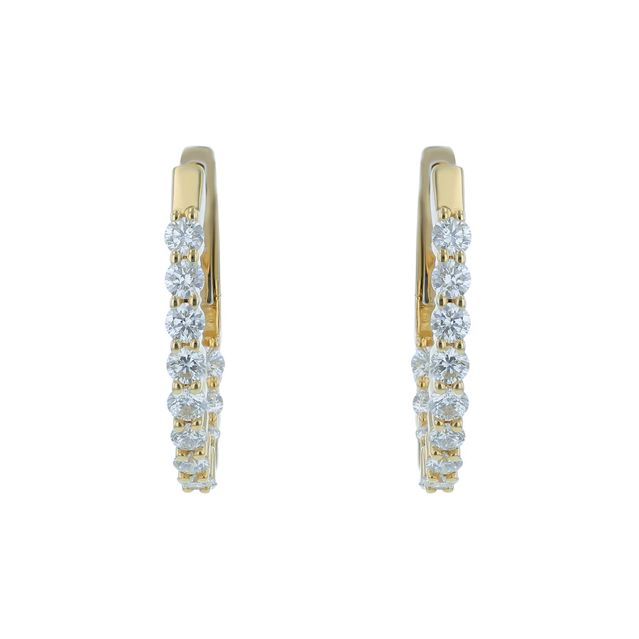 1.00ct Diamond Hoop Earrings in 14K Yellow Gold