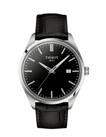 40mm PR 100 Quartz Watch with Black Dial in Stainless Steel, Strap