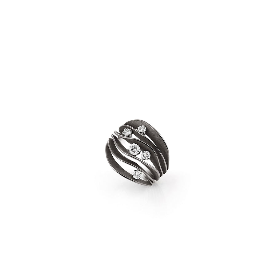 Dune Precious 0.55ct Diamond Ring in 18K Black Lava Gold, size 7