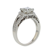 1.28ct Princess Cut Diamond and 0.33ct Diamond Halo Ring in 18K White Gold, size 6