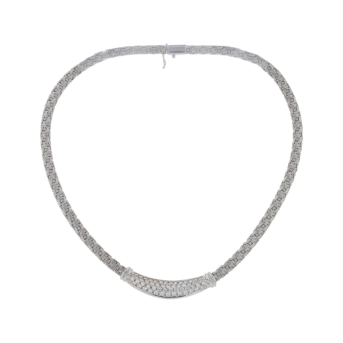 Roberto Coin Woven Silk Diamond Necklace in 18k White Gold, 17in
