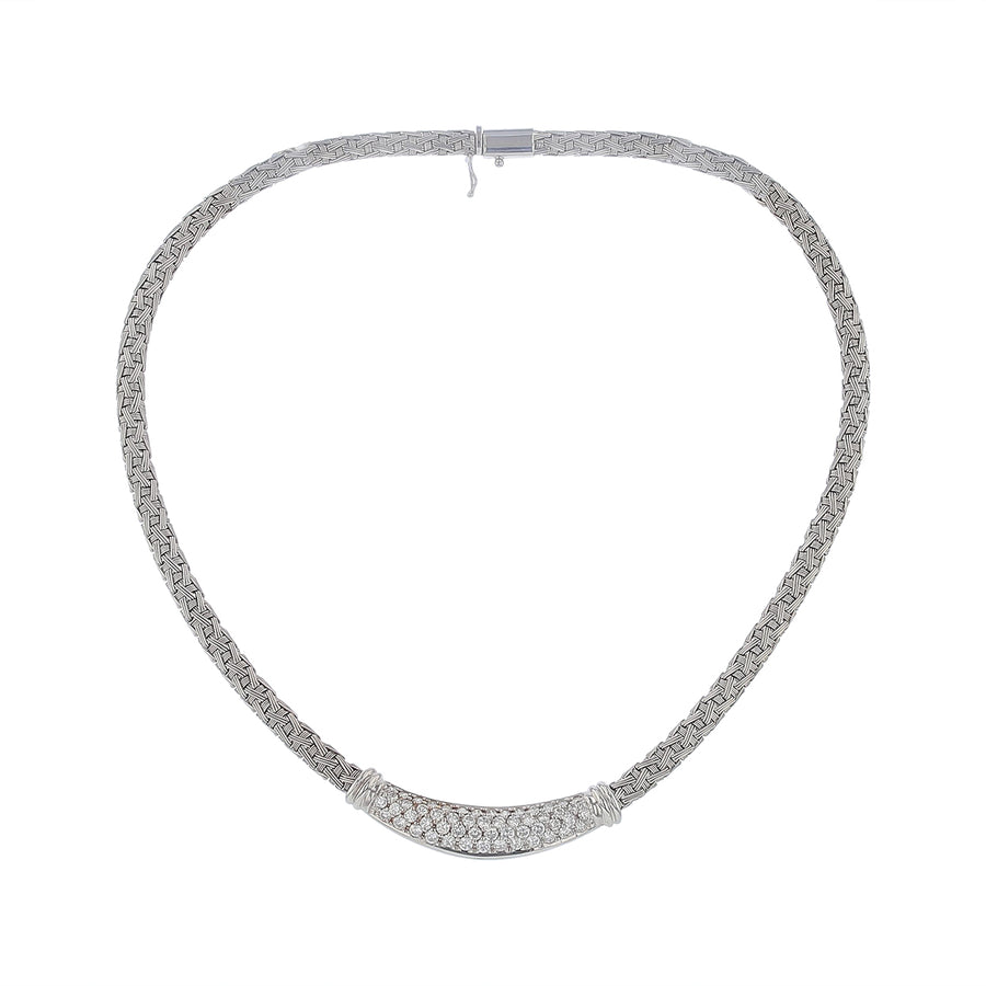 Roberto Coin Woven Silk Diamond Necklace in 18k White Gold, 17in
