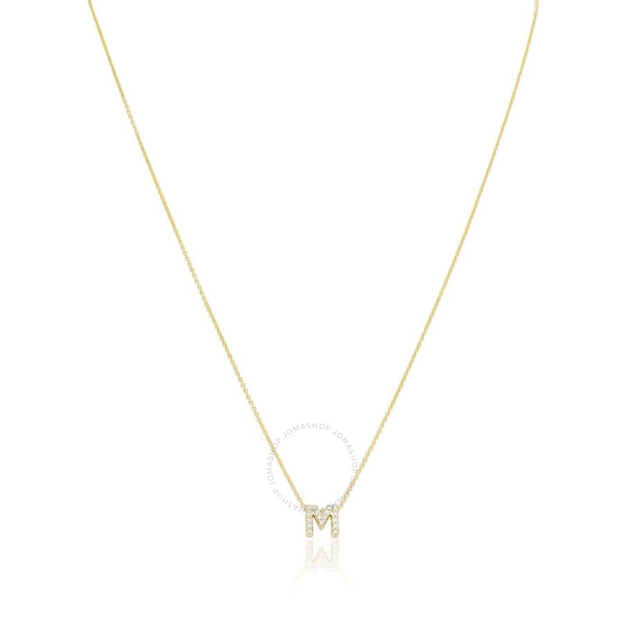 Tiny Treasures 0.08ct Diamond Love Letter "M" Pendant in 18K Yellow Gold, 16-18" chain