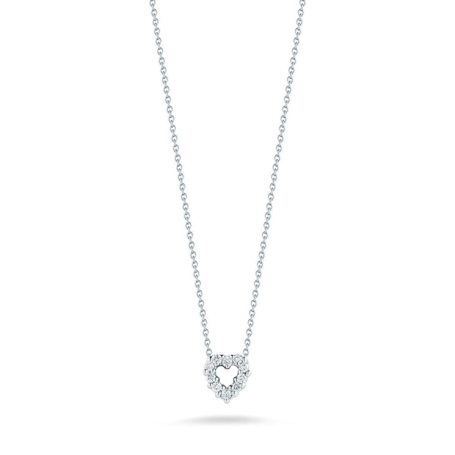 Tiny Treasures Heart Diamond Pendant in 18K White Gold, 18in