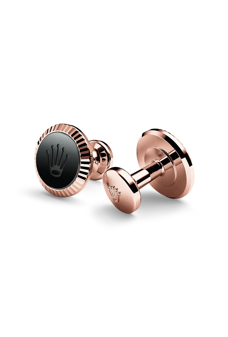 Rolex ‘Fluted’ cufflinks Everose gold and ceramic A1035 at Rolex Bespoke