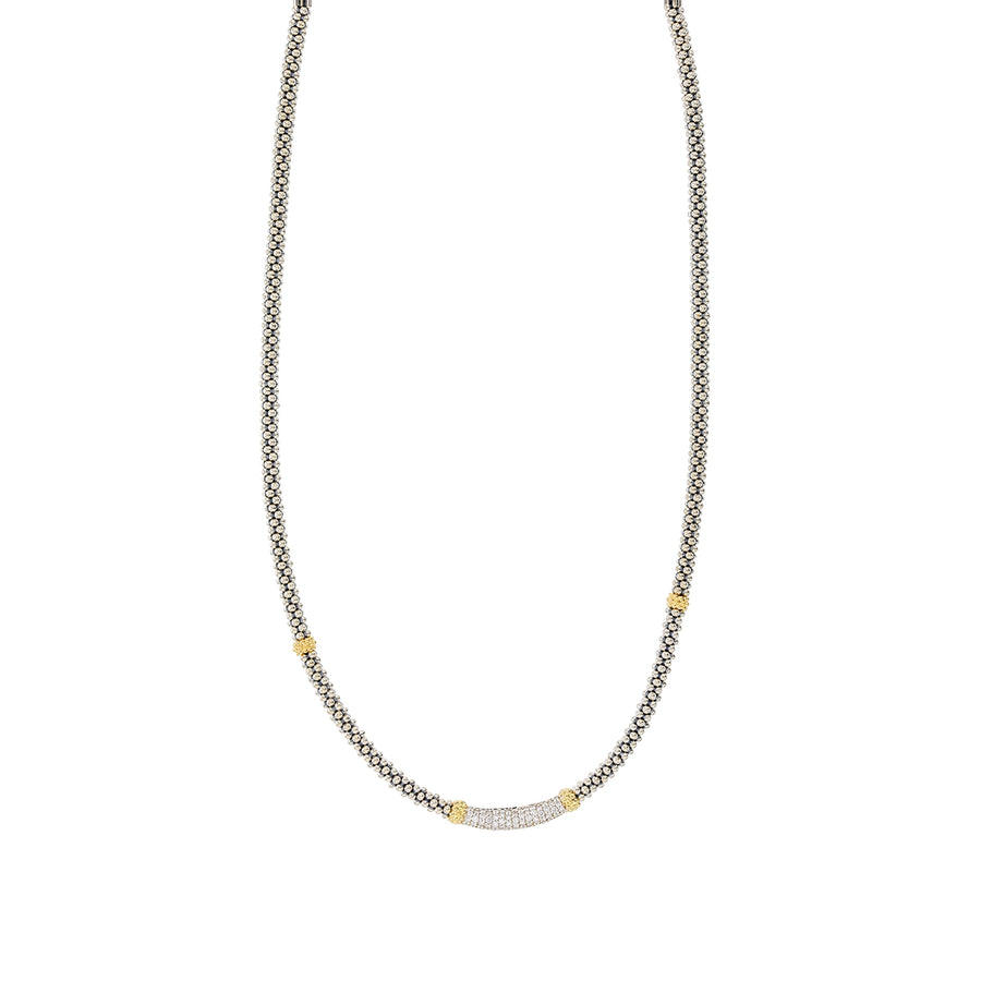 Lagos Caviar Lux Diamond Necklace in 18K Yellow Gold and Sterling Silver, 16"