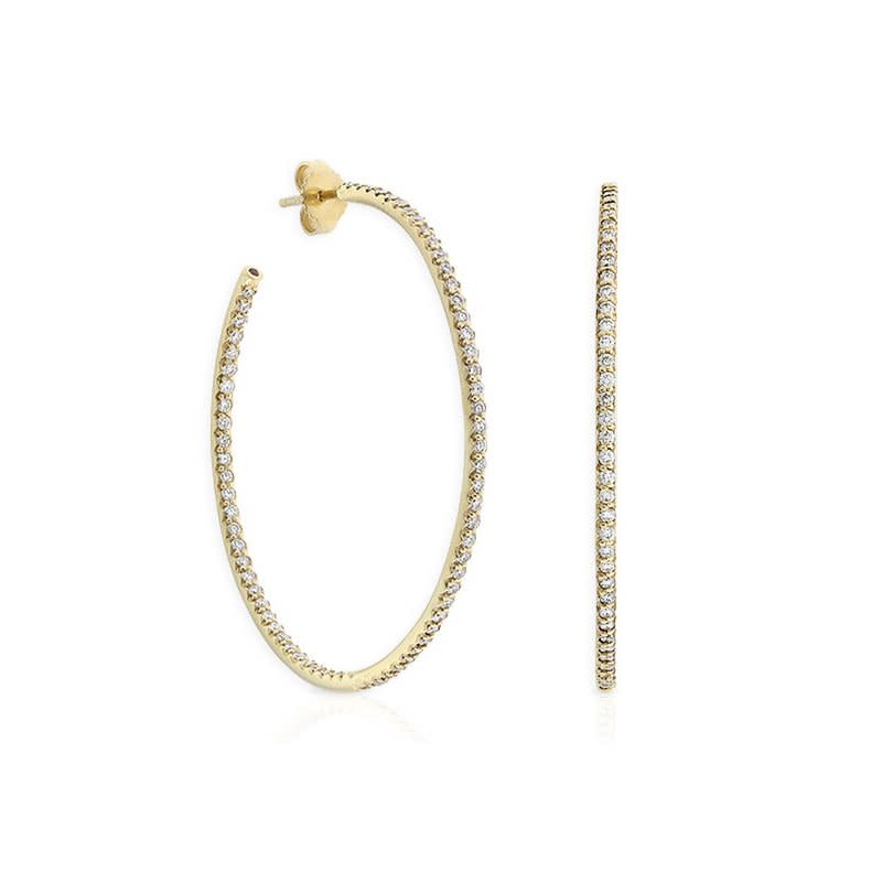Micropave Diamond Extra Large Hoops in 18K Yellow Gold