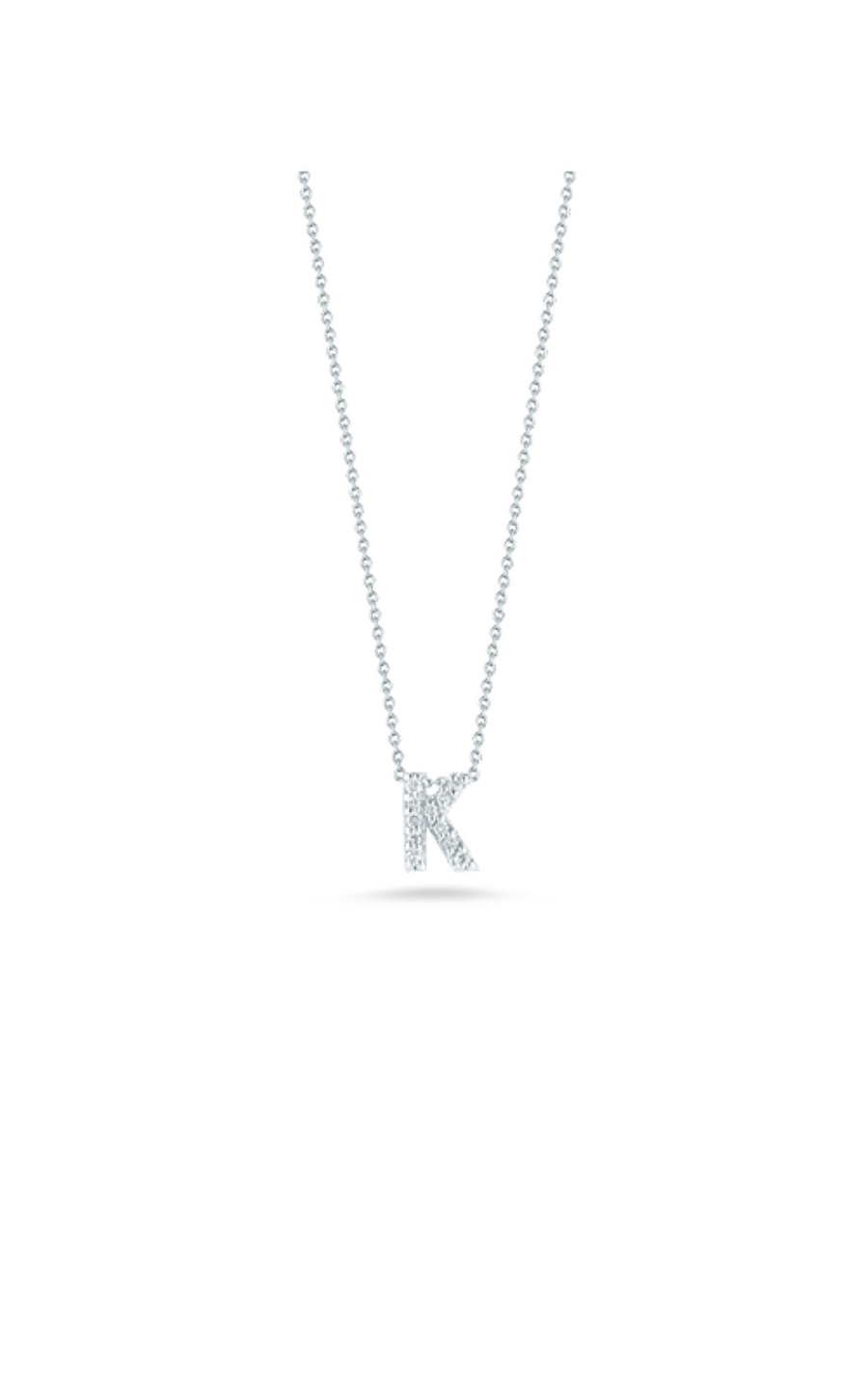 Love Letter 0.05ct Round Diamonds GH/SI "K" Pendant in 18K White Gold with Chain