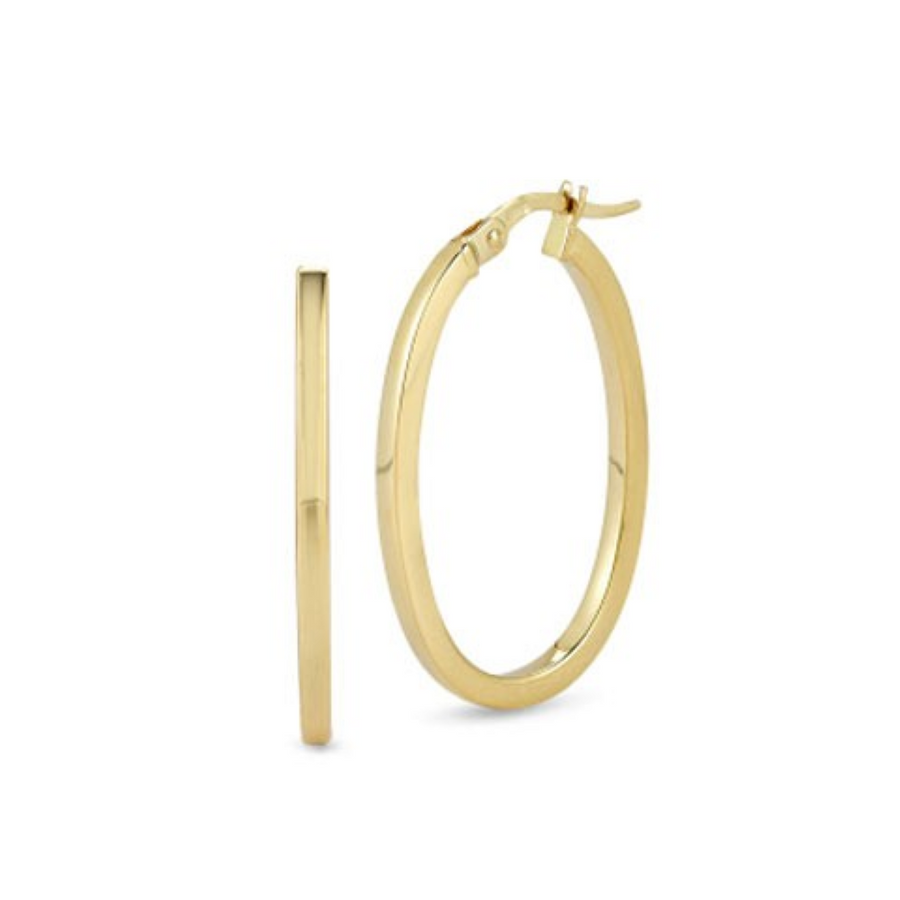 Oval Hoop Earrings in 18K Yellow Gold, Small