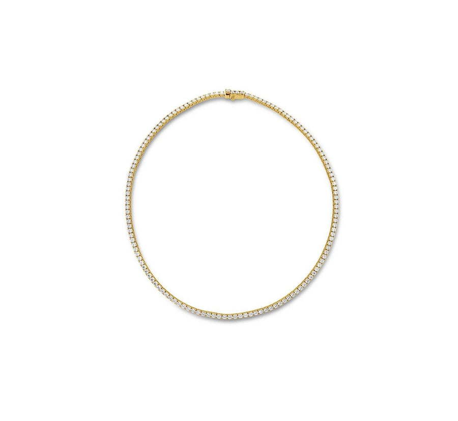 Signature Uniform 8.84-9.25ct Diamond Tennis Necklace in 18K Yellow Gold, 18"