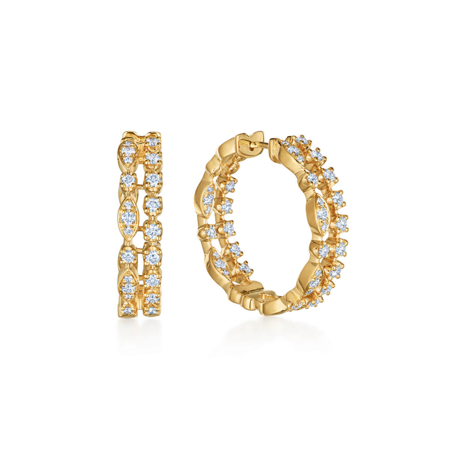 Starry Night 1.22ct Diamond Double Hoop Earrings in 18K Yellow Gold