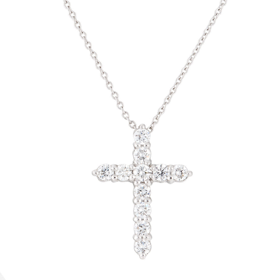 Tiny Treasures 0.45ct Diamond Cross Pendant in 18K White Gold, 18" chain