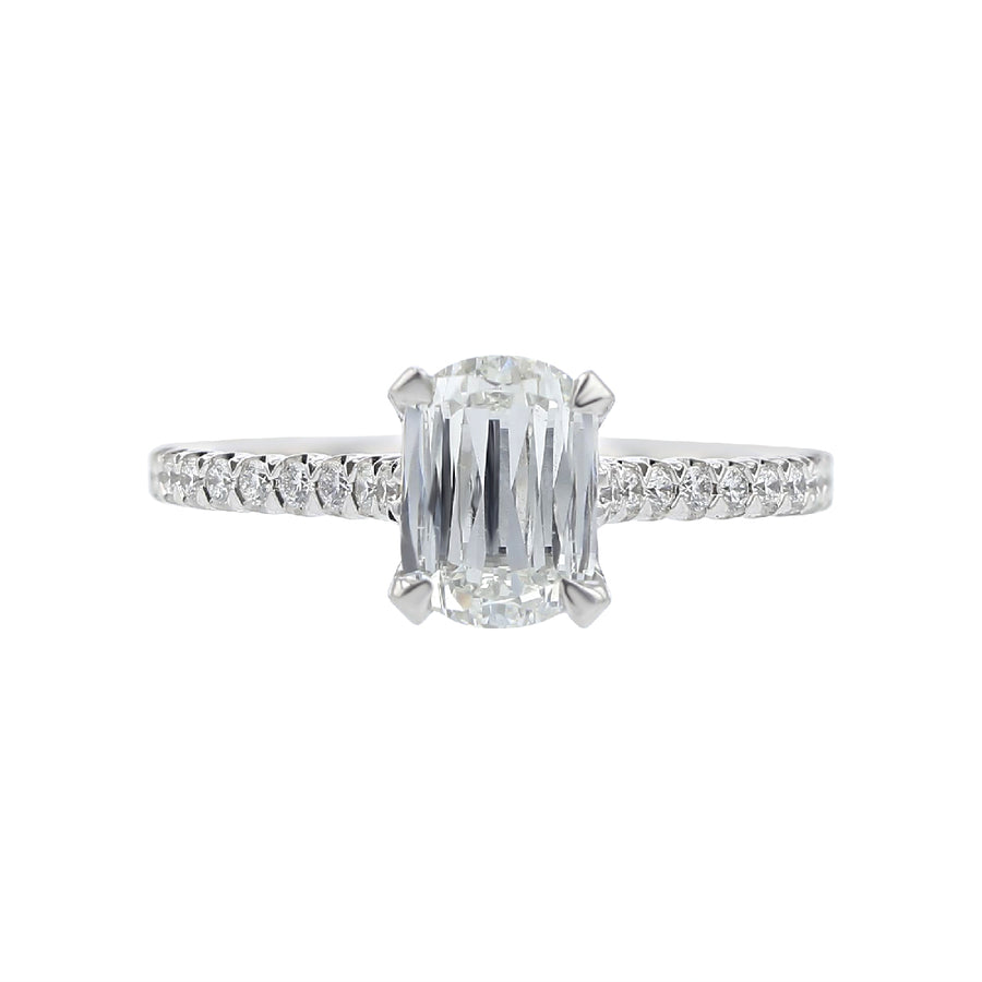 14KW 1 CC CUSH DIA=1.01CT 46 RD FC DIAS=0.28CTS SOLITARE ENGAGEMENT RING SIZE 6