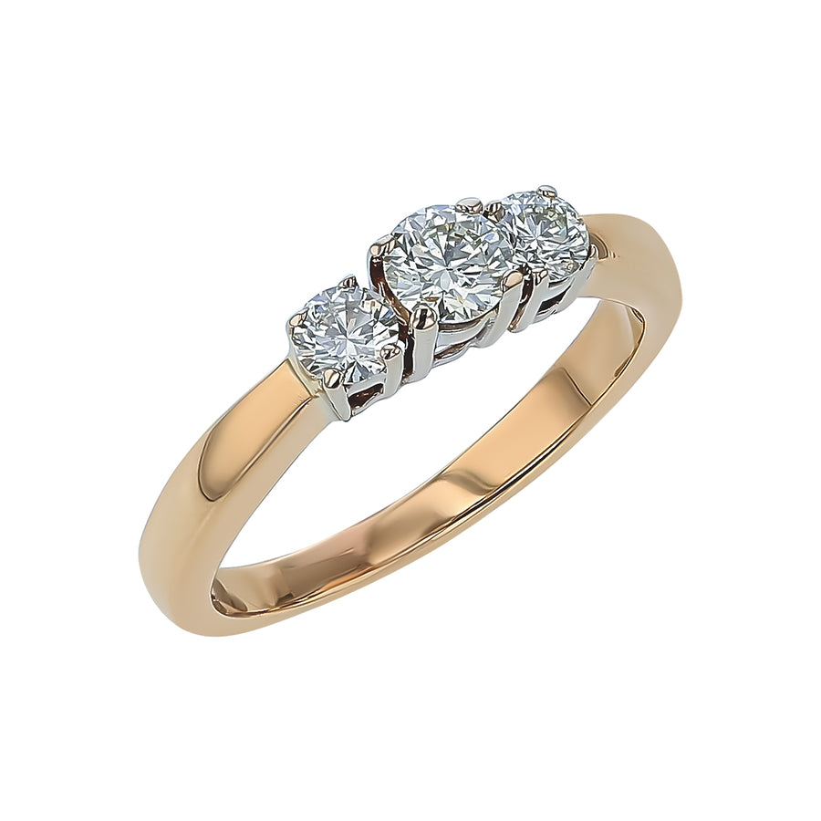 0.76ct Diamond 3 Stone Ring in 14K Yellow Gold, size 8.25