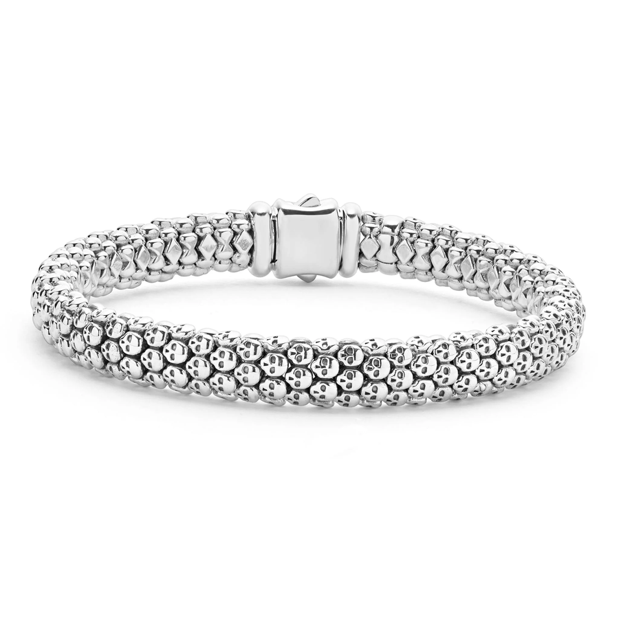 Anthem Caviar Skull Rope Bracelet in Sterling Silver, Size 7.5