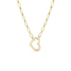 Cialoma 0.09ct Diamond Dangle Open Heart Necklace in 18K Yellow Gold, 17"