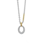 Caviar Lux Diamond Oval Drop Pendant Necklace