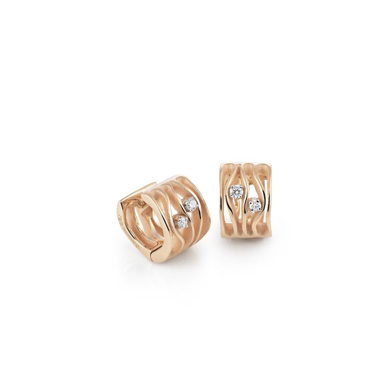 Dune Diamond Huggie Hoop Earrings in 18K Orange Apricot Gold